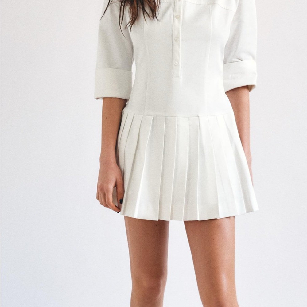 Zara White Long Sleeve Dress